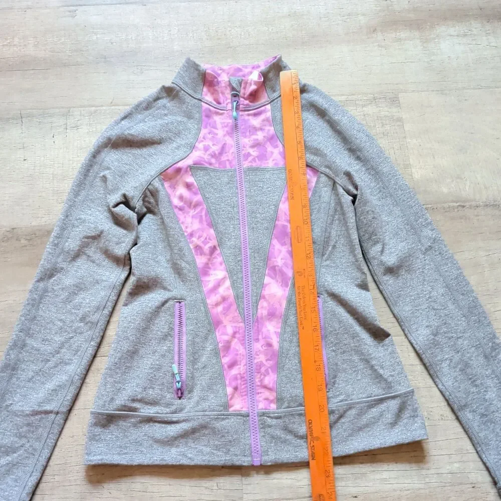 Ivivva By Lululemon Girls size X1 Perfect Your Practice jacket Thumbholes Grey